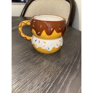 Double Stacked Donuts w/Sprinkles 3D Sculpted Figural 16oz Ceramic Mug